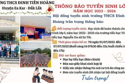 TUYỂN SINH LỚP 6, NĂM HỌC 2023 – 2024